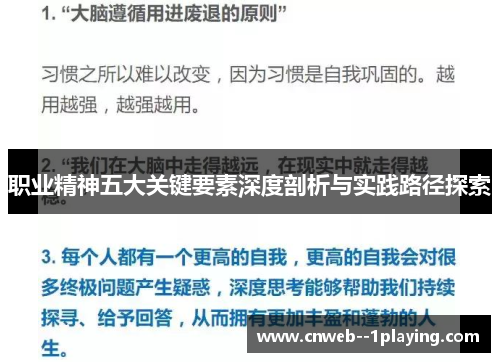职业精神五大关键要素深度剖析与实践路径探索